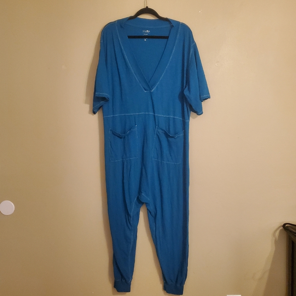 NATURAL LIFE Charlie Blue Oversized Vneck Short Sleeve Loungewear Pj's Jumper M - Picture 2 of 10